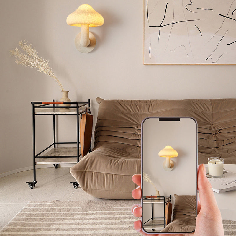 Resin Mushroom Shade Hardware 1-Light Wall Sconce Lamp