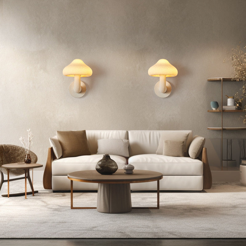 Resin Mushroom Shade Hardware 1-Light Wall Sconce Lamp