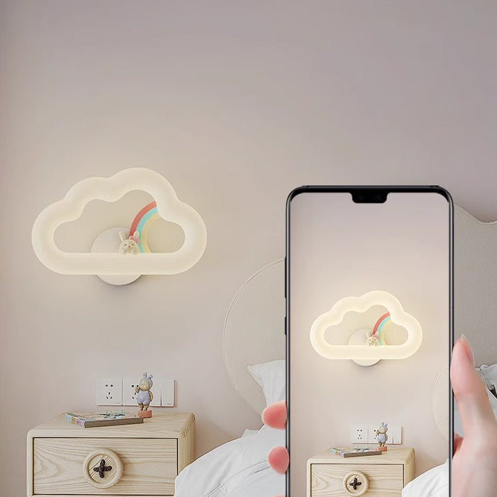 Rainbow Rabbit Iron PE Cloud Shade LED Wall Sconce Lamp