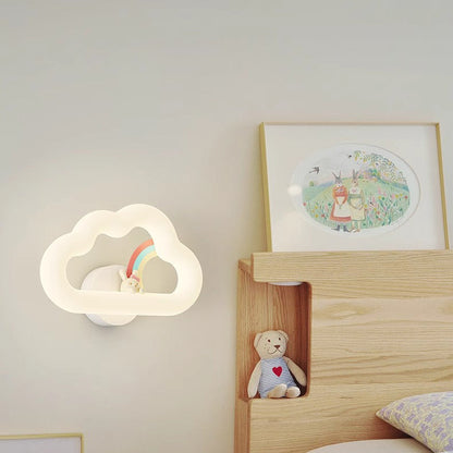 Rainbow Rabbit Iron PE Cloud Shade LED Wall Sconce Lamp
