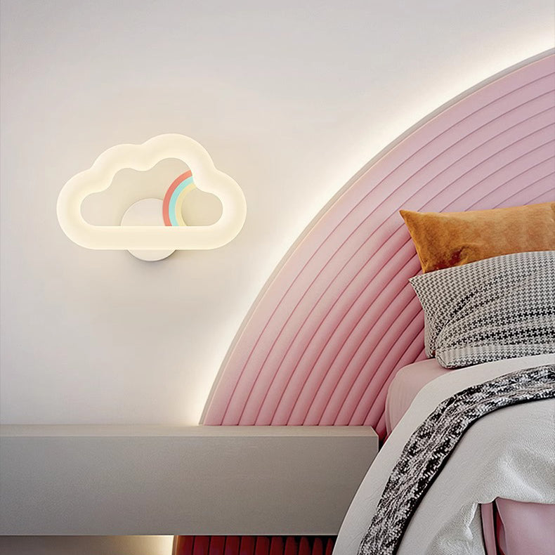 Rainbow Rabbit Iron PE Cloud Shade LED Wall Sconce Lamp