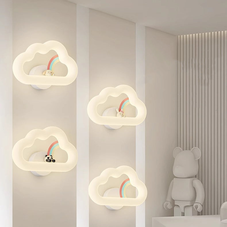Rainbow Rabbit Iron PE Cloud Shade LED Wall Sconce Lamp