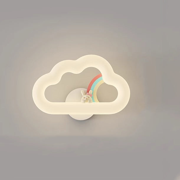 Rainbow Rabbit Iron PE Cloud Shade LED Wall Sconce Lamp