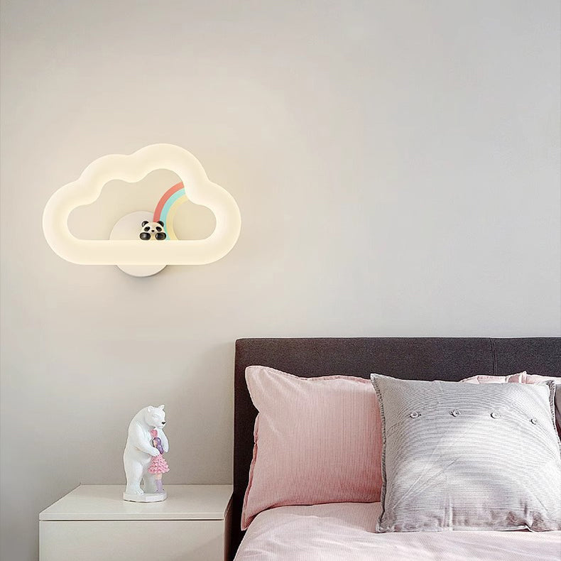Rainbow Rabbit Iron PE Cloud Shade LED Wall Sconce Lamp