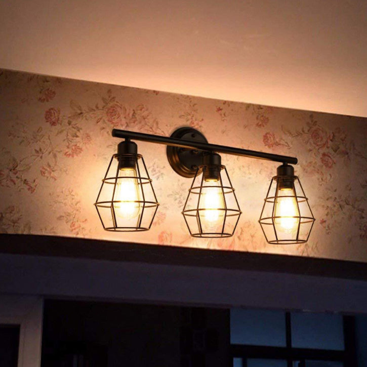 Geometrical Frame 3-Light Mirror Front Wall Sconce Lamp