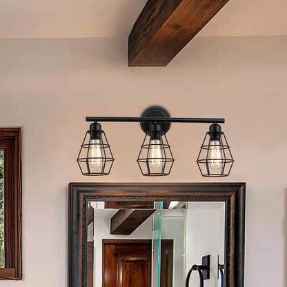 Geometrical Frame 3-Light Mirror Front Wall Sconce Lamp