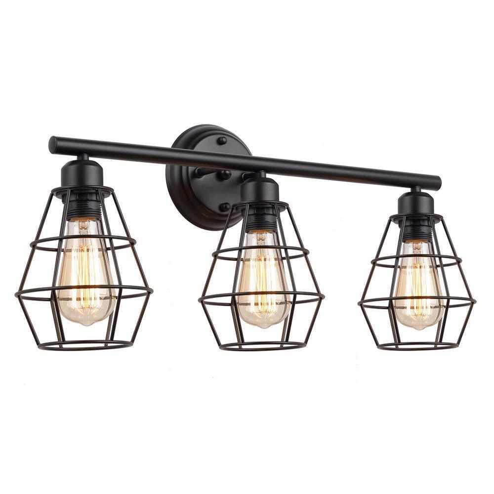 Geometrical Frame 3-Light Mirror Front Wall Sconce Lamp
