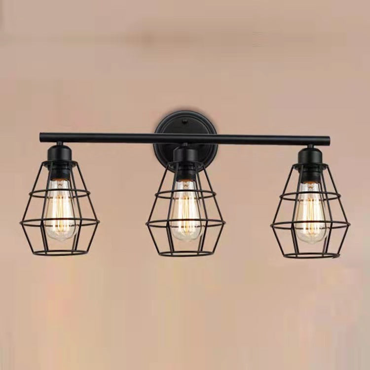 Geometrical Frame 3-Light Mirror Front Wall Sconce Lamp