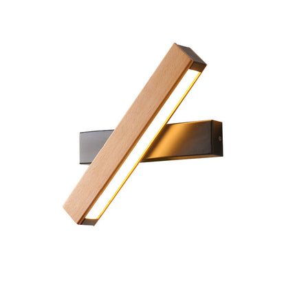 Wood Long Strip LED Rotation Wall Sconce Lamp Reading Light