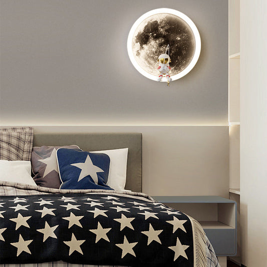 Hardware Acrylic Moon Astronaut LED Wall Sconce Lamp