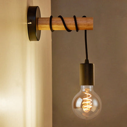 Hardware Solid Wood Arm 1-Light Wall Sconce Lamp