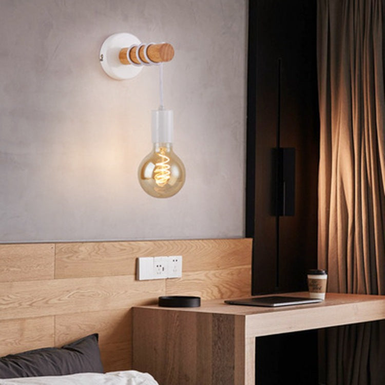 Hardware Solid Wood Arm 1-Light Wall Sconce Lamp