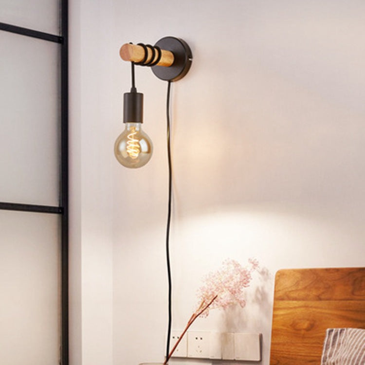 Hardware Solid Wood Arm 1-Light Wall Sconce Lamp