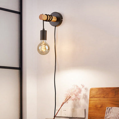 Hardware Solid Wood Arm 1-Light Wall Sconce Lamp