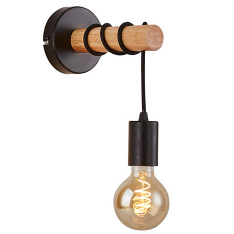 Hardware Solid Wood Arm 1-Light Wall Sconce Lamp
