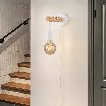 Hardware Solid Wood Arm 1-Light Wall Sconce Lamp