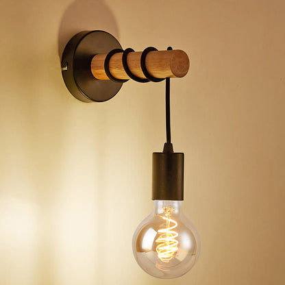 Hardware Solid Wood Arm 1-Light Wall Sconce Lamp