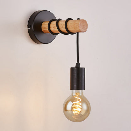Hardware Solid Wood Arm 1-Light Wall Sconce Lamp