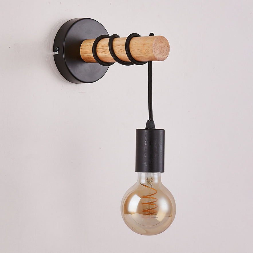 Hardware Solid Wood Arm 1-Light Wall Sconce Lamp