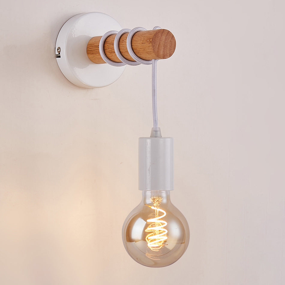 Hardware Solid Wood Arm 1-Light Wall Sconce Lamp
