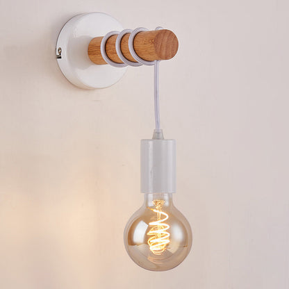 Hardware Solid Wood Arm 1-Light Wall Sconce Lamp