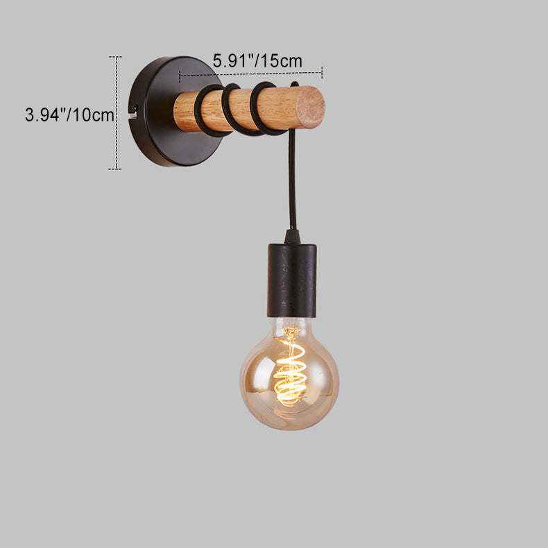 Hardware Solid Wood Arm 1-Light Wall Sconce Lamp