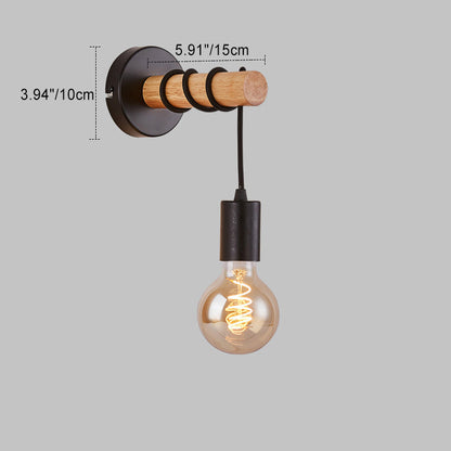 Hardware Solid Wood Arm 1-Light Wall Sconce Lamp
