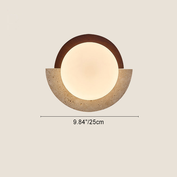 Japanese Solid Wood Geometry Circle LED Wall Sconce Lamp