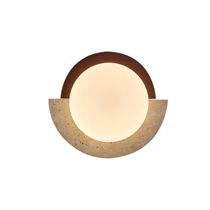 Japanese Solid Wood Geometry Circle LED Wall Sconce Lamp