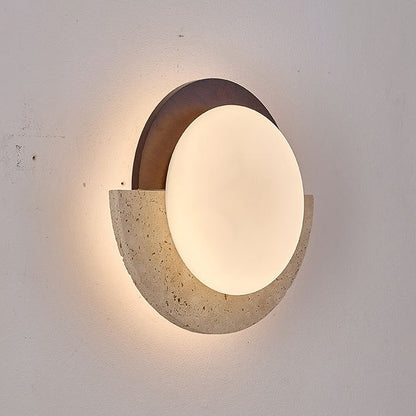 Japanese Solid Wood Geometry Circle LED Wall Sconce Lamp