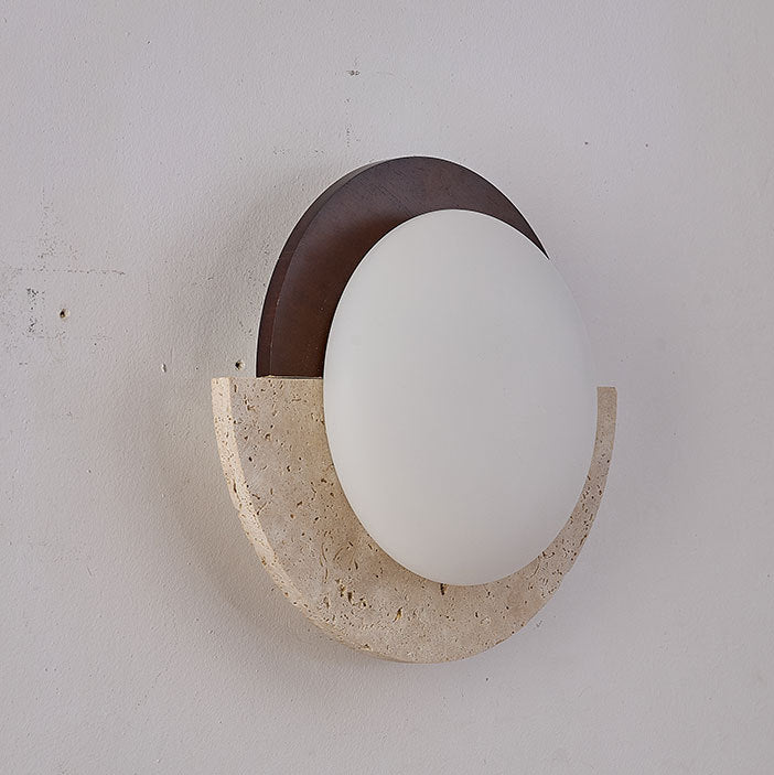 Japanese Solid Wood Geometry Circle LED Wall Sconce Lamp