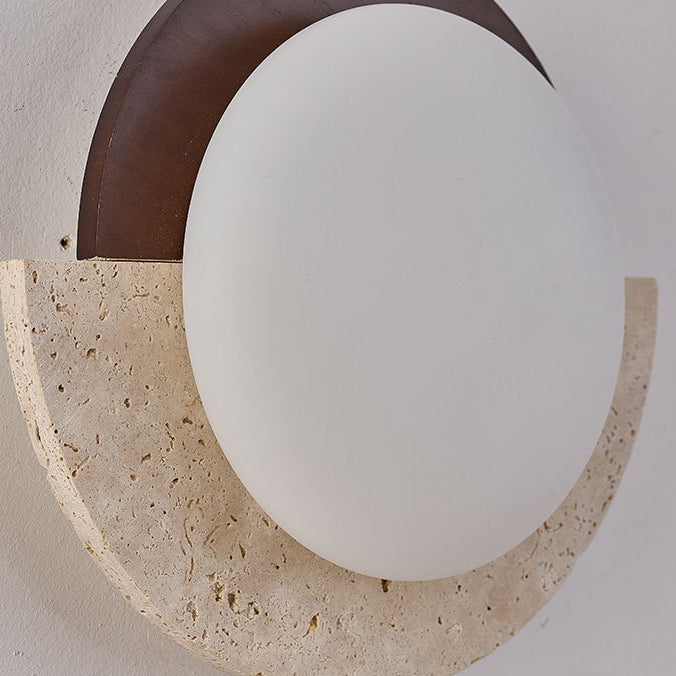 Japanese Solid Wood Geometry Circle LED Wall Sconce Lamp