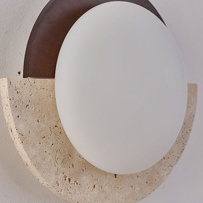 Japanese Solid Wood Geometry Circle LED Wall Sconce Lamp