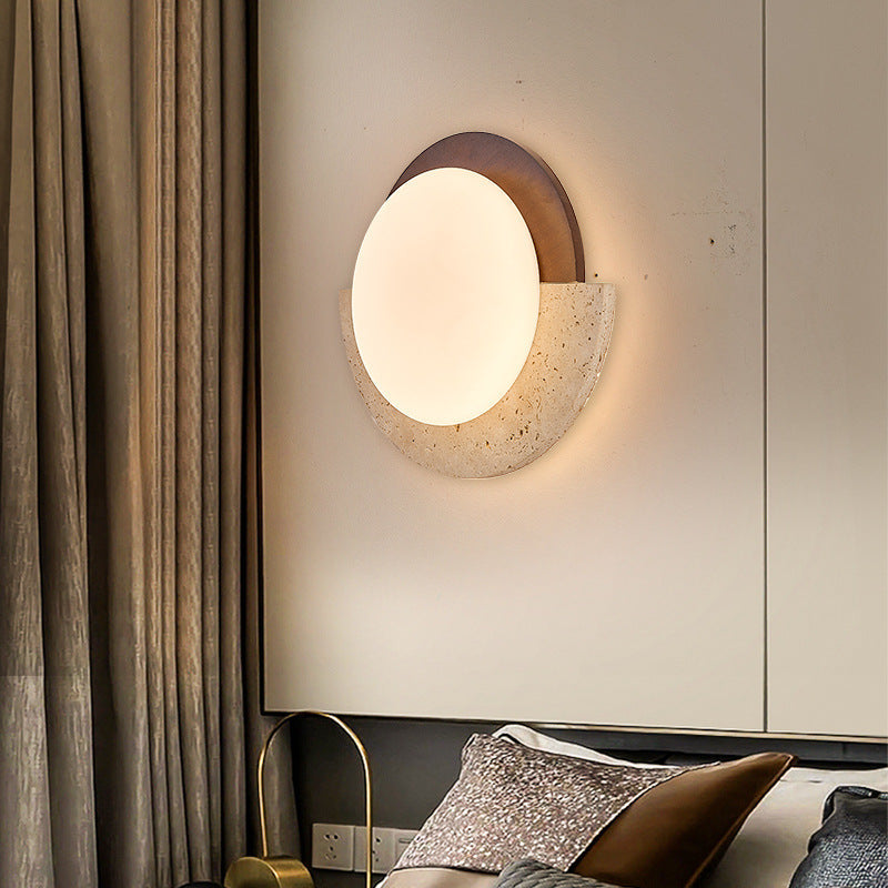 Japanese Solid Wood Geometry Circle LED Wall Sconce Lamp