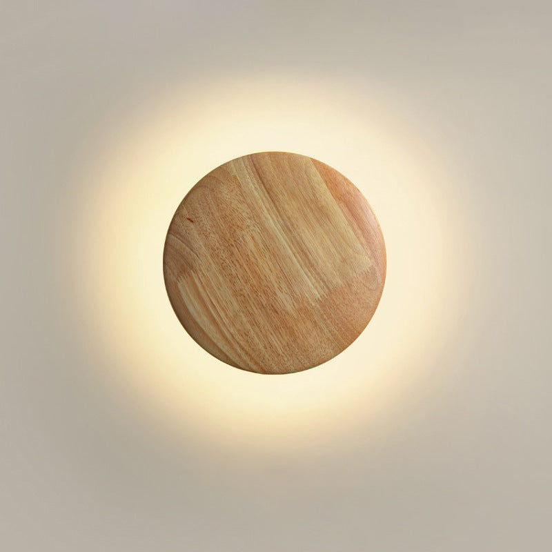 Japanese Circle Wood Grain Iron LED Wall Sconce Lamp