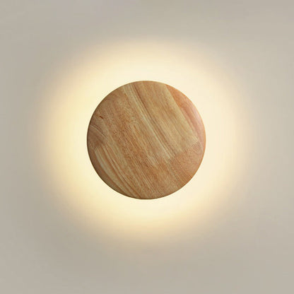 Japanese Circle Wood Grain Iron LED Wall Sconce Lamp