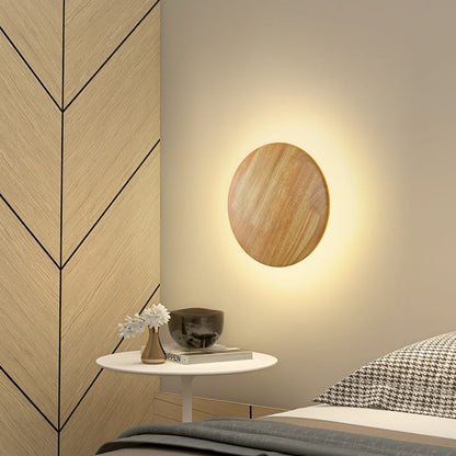 Japanese Circle Wood Grain Iron LED Wall Sconce Lamp