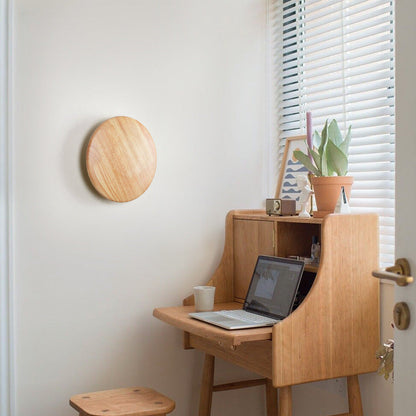 Japanese Circle Wood Grain Iron LED Wall Sconce Lamp