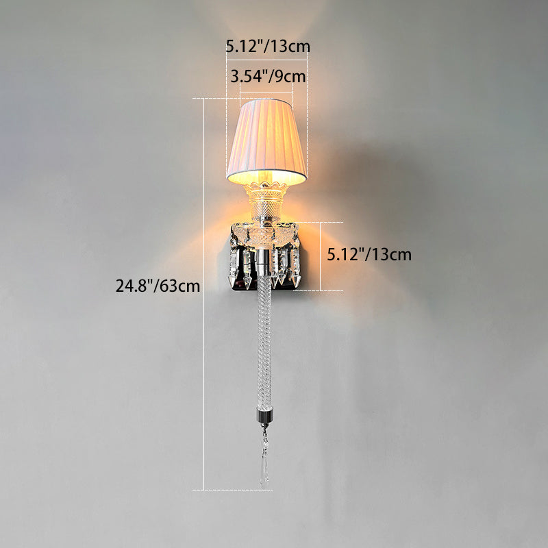 French Stainless Steel Crystal 1-Light Wall Sconce Lamp