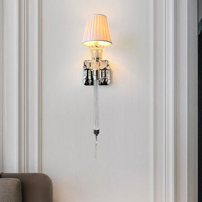 French Stainless Steel Crystal 1-Light Wall Sconce Lamp