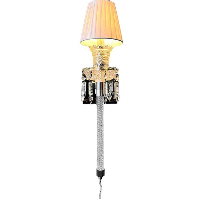 French Stainless Steel Crystal 1-Light Wall Sconce Lamp
