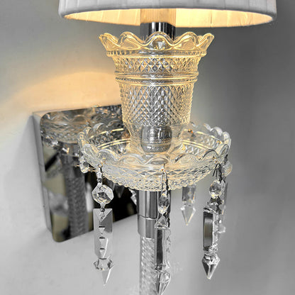 French Stainless Steel Crystal 1-Light Wall Sconce Lamp