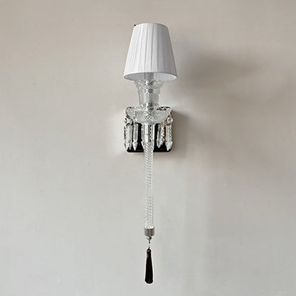 French Stainless Steel Crystal 1-Light Wall Sconce Lamp