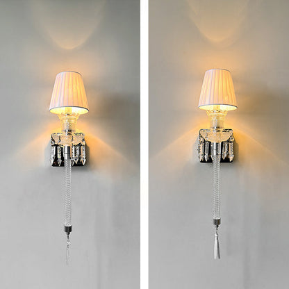 French Stainless Steel Crystal 1-Light Wall Sconce Lamp