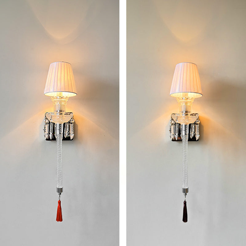 French Stainless Steel Crystal 1-Light Wall Sconce Lamp