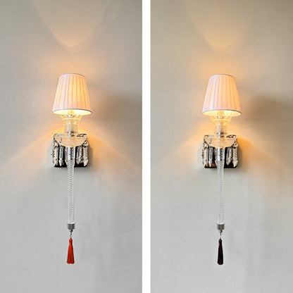 French Stainless Steel Crystal 1-Light Wall Sconce Lamp