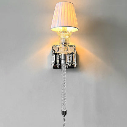 French Stainless Steel Crystal 1-Light Wall Sconce Lamp