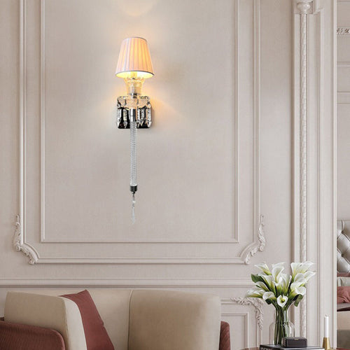 French Stainless Steel Crystal 1-Light Wall Sconce Lamp