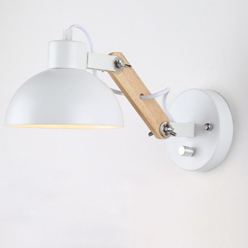 Simplicity Wood Iron Semicircle 1-Light Wall Sconce Lamp