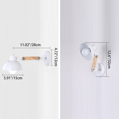 Simplicity Wood Iron Semicircle 1-Light Wall Sconce Lamp
